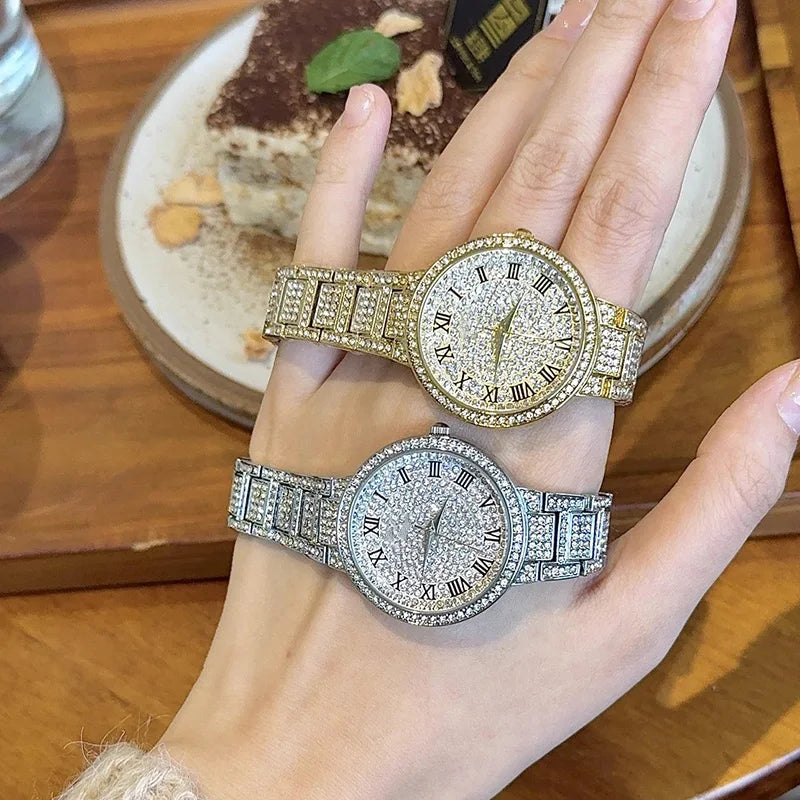 New Luxury Diamond Watch for Women Elegant Brand Quartz Steel Bracelet Watches Ladies Zircon Crystal Fashion Wristwatch Clock