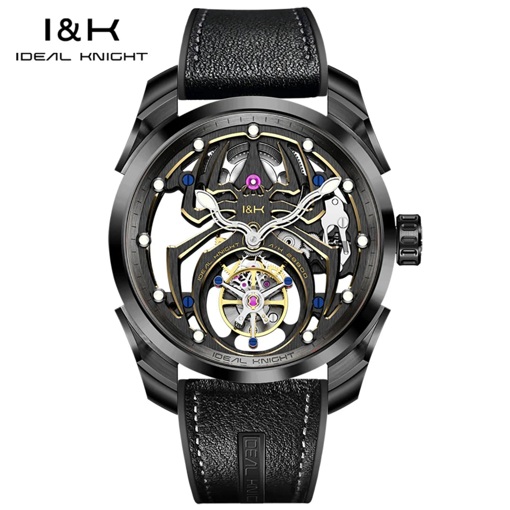 IDEAL KNIGHT 6802 Tourbillon Watch For Men Transparent Skeleton Mechanical Wristwatch Man Luxury Top Brand Limited Edition Watch