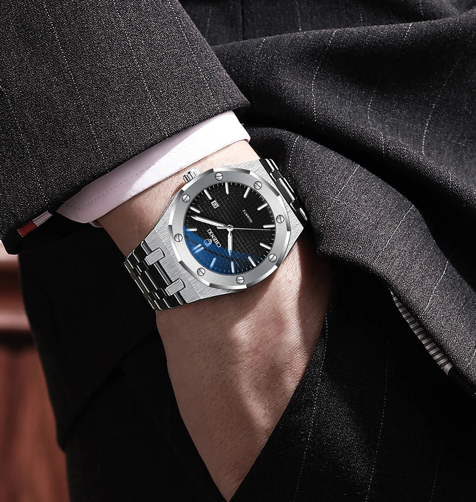 Mens Wacthes High Quality Waterproof Calendar Quartz Watch Men Original Stainless Steel Fashion Luminous Wristwatch Gifts Men