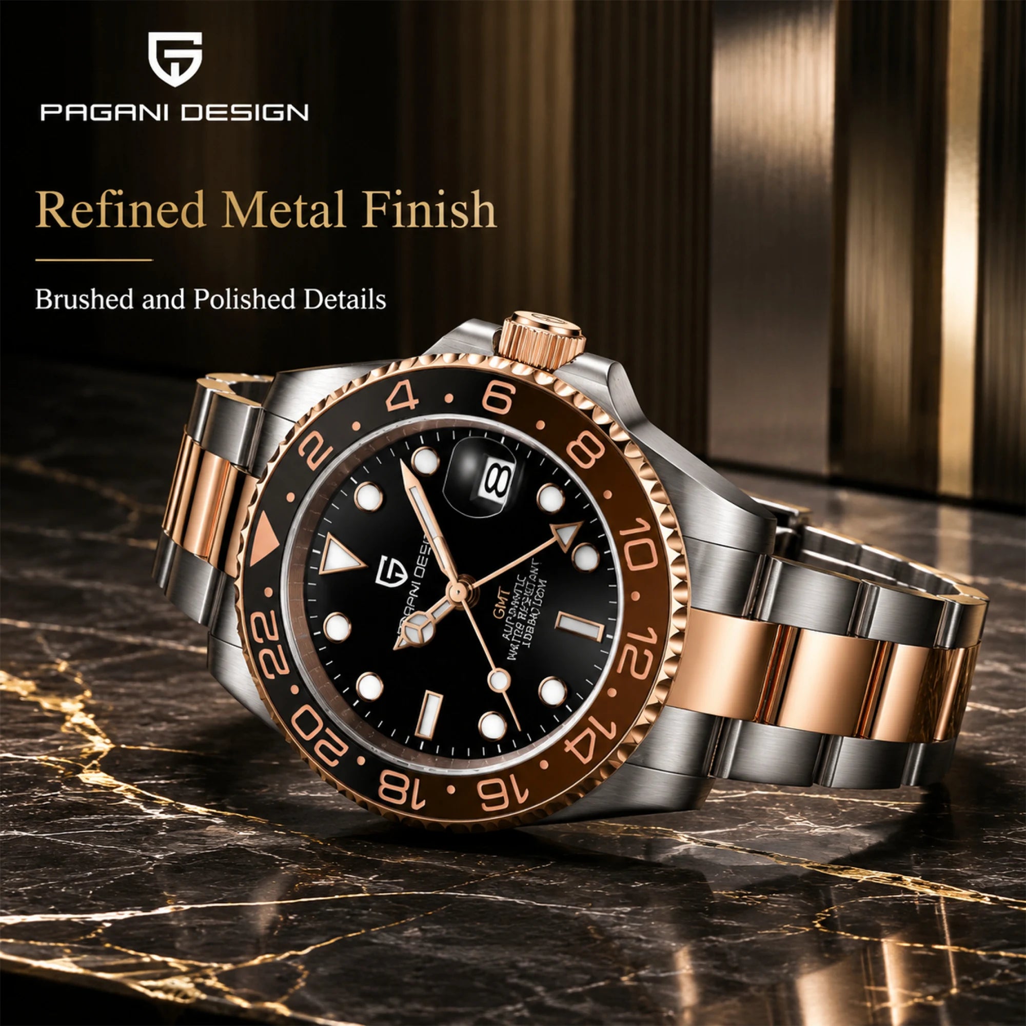 2026 New PAGANI DESIGN Luxury Men Mechanical Watches Stainless Steel GMT Watch Top Brand Sapphire Glass Men Watch reloj hombre