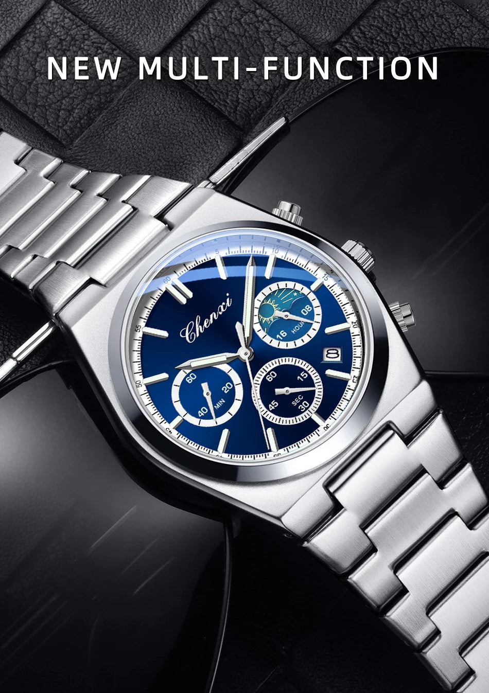 Men's Watches CHENXI 2025 High Quality Sports Chronograph Date Quartz Wristwatch Men's Watch Stainless Steel Waterproof Luminous