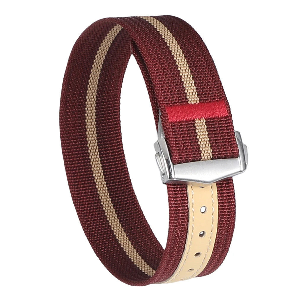 Premium Ribbed Watch Band Deployant Clasp Nylon 20mm 22mm Watch Strap for Omega Folding Buckle Watchband Sport Wristband For Men