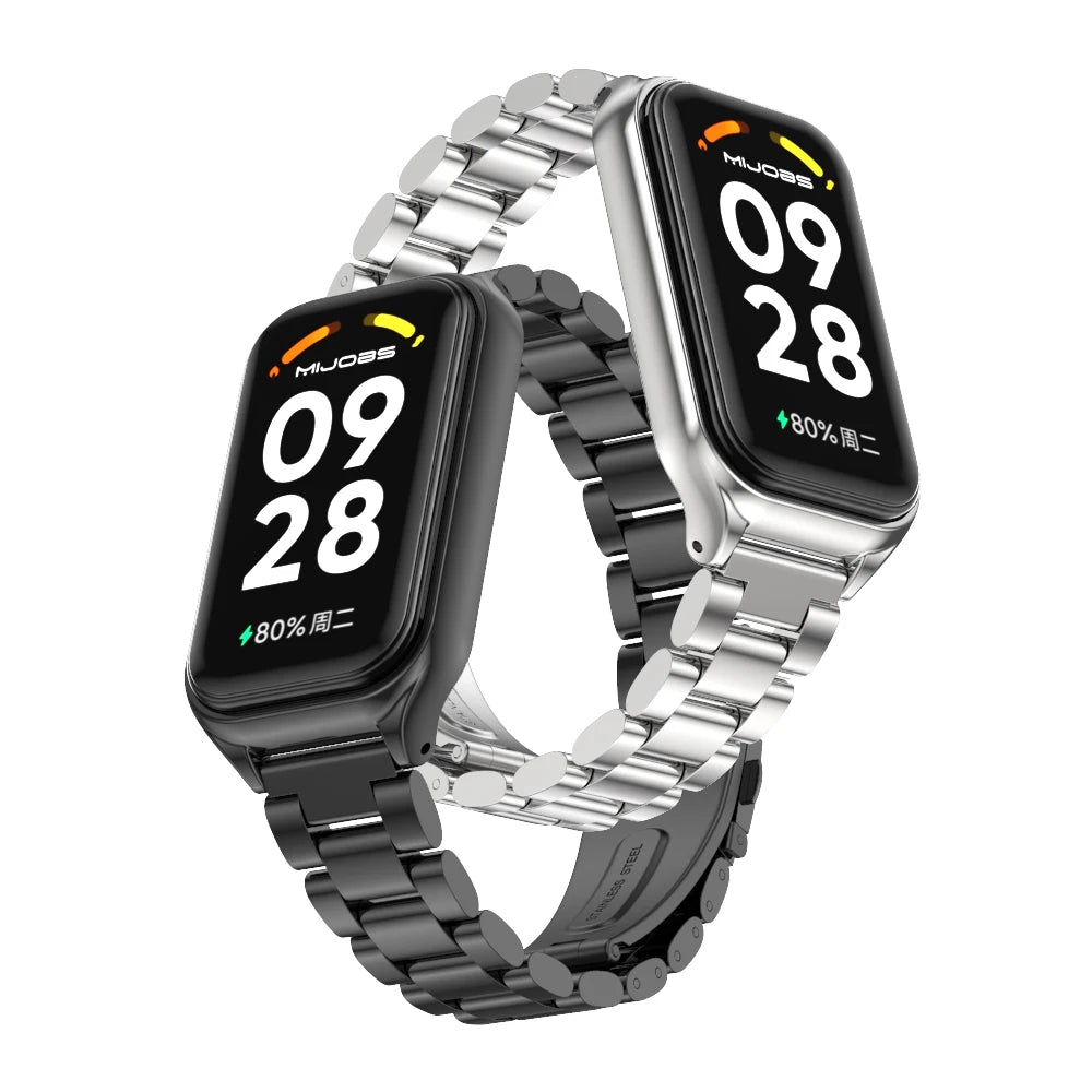 Strap For Xiaomi Mi Band 8 9 Active Bracelet for Xiaomi Smart Band 8 Active Stainless Steel Metal Watchband Mi Band 8 Active