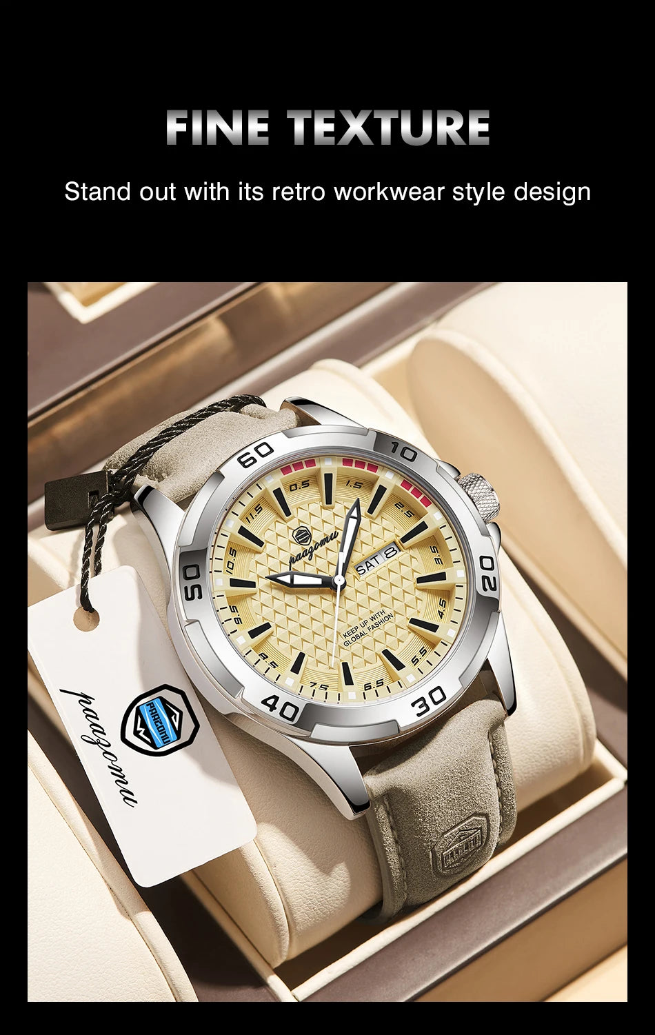 PAAZOMU Luxury Sports Men Watch Luminous Waterproof Chronograph Date Man Wristwatch Leather Quartz Business Men's Watches Reloj