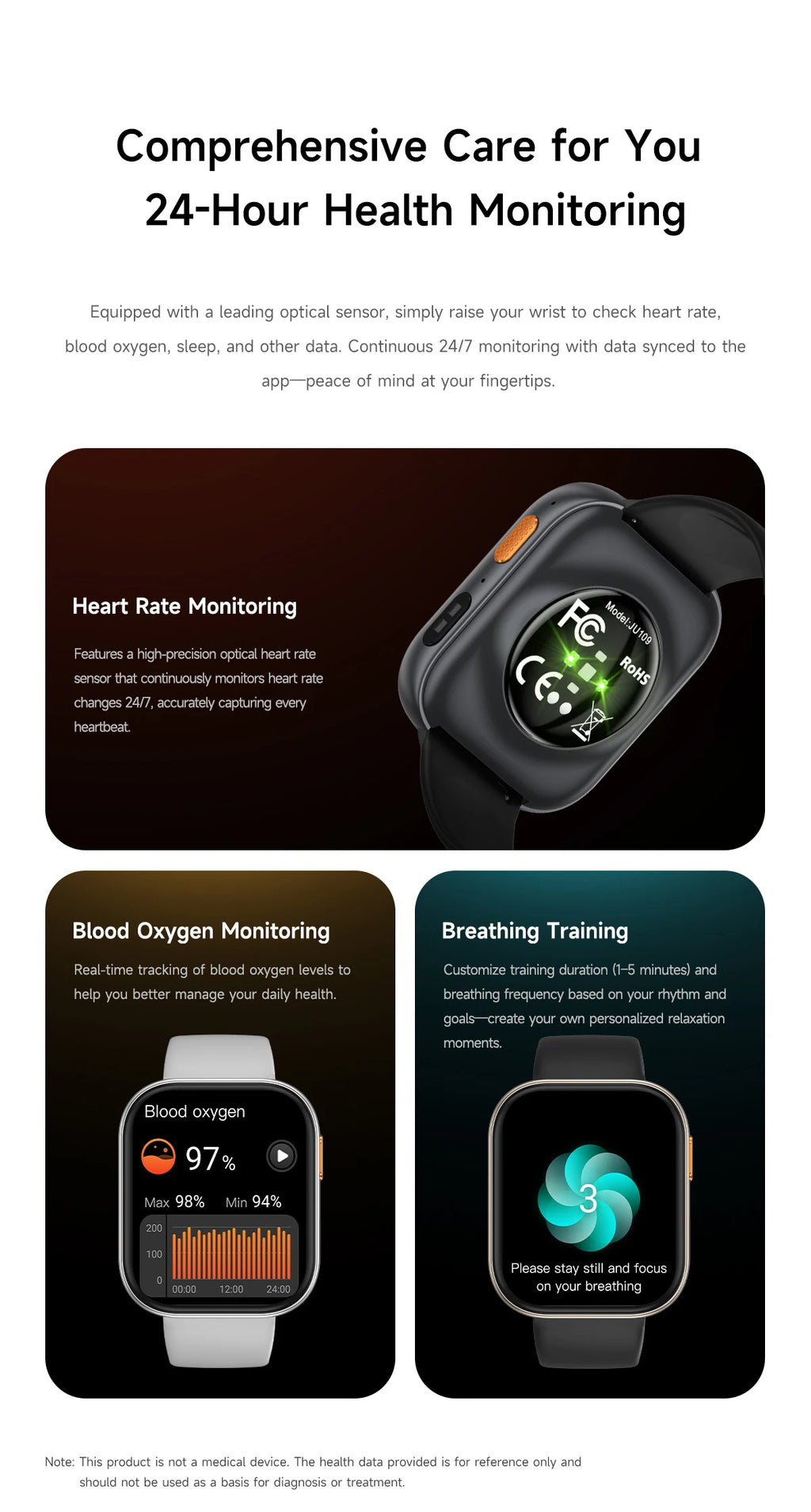 New 1000mAh Large Battery Smartwatch Men Women | 2.04"HD Screen BluetoothCall Heart Rate Monitor Flashlight Sports Fitness Watch