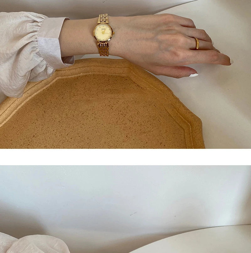 GEDI Ladies Watch New Vintage Exquisite Fashion Quartz Watches Woman Temperament Round Retro Watch Gifts Luxury