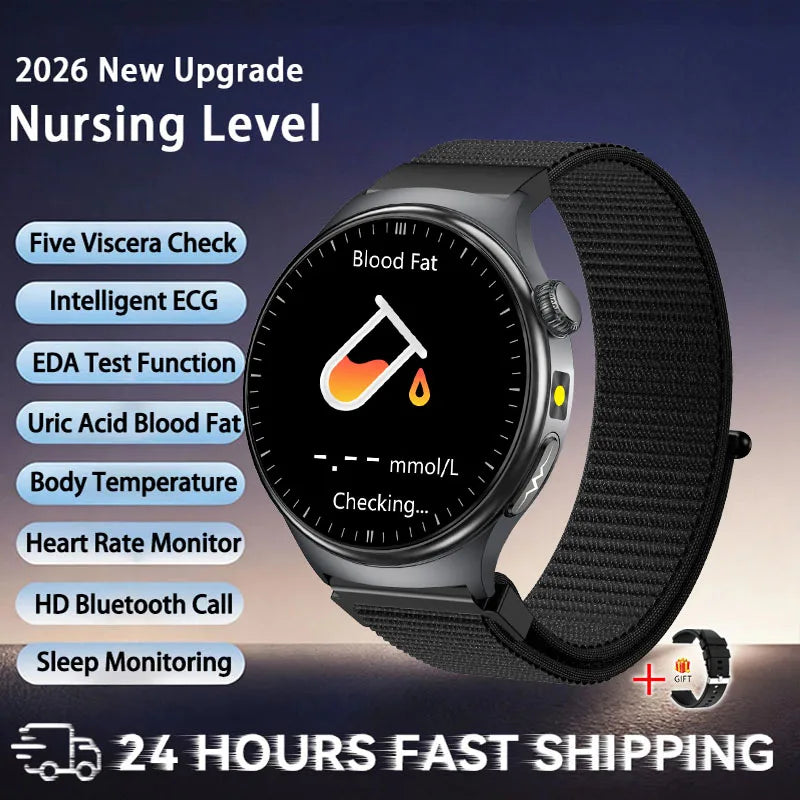 2026 New Accurate Diagnosis ECG Smart Watch Body Fat Blood oxygen BP Health Sport HD AMOLED Screen call Smart watch Men women