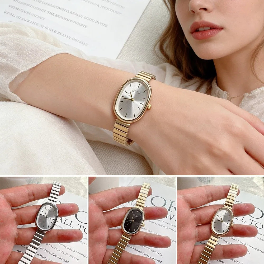 Gifts Oval Dial Quartz Watch Simple Fold-down Clasp Watch Women Watch Fashion Wristwatch