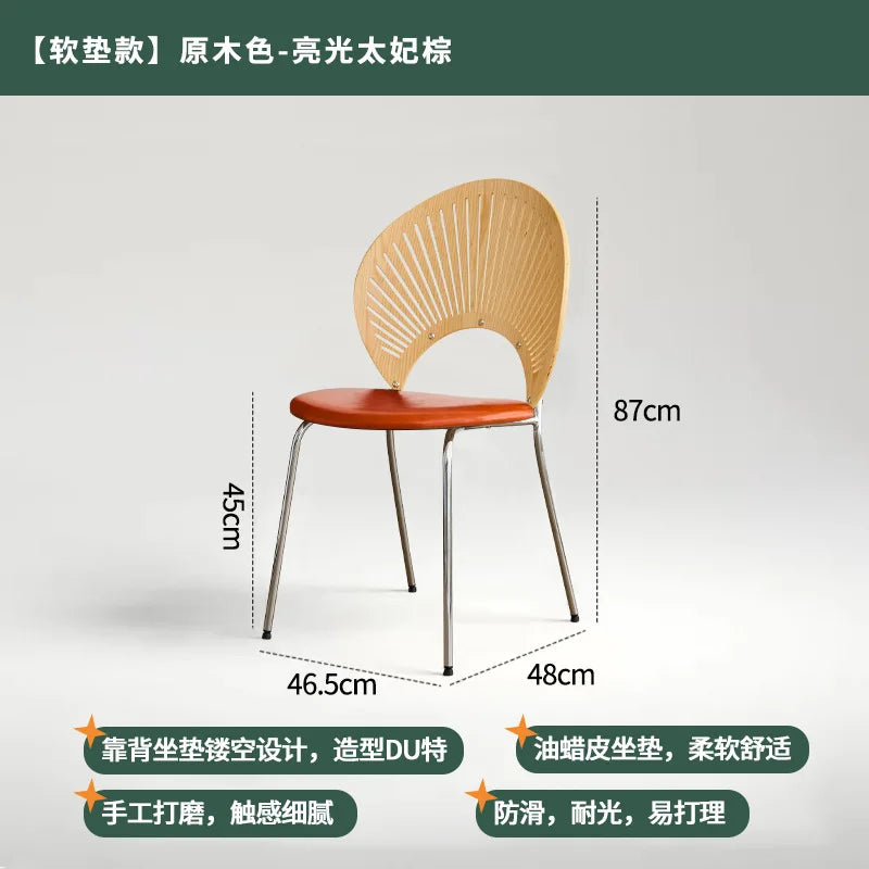 Retro Mid Century Solid Wood Shell Chair Simple Backrest Dining Tea Chair Luxury Home Furniture