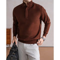 Old Money Style Men's Semi-High Neck Henley Sweater 4.6% Wool Blend Anti-Pilling Knit  Korean Casual Daily Wear