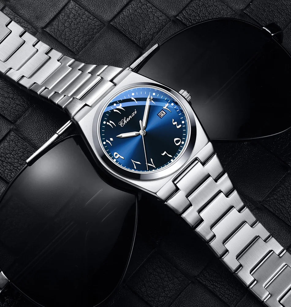 Original Men's Watches CHENXI Eastern Arabic numerals Dial Date Luminous Quartz Business Simple Watch Waterproof Stainless Steel