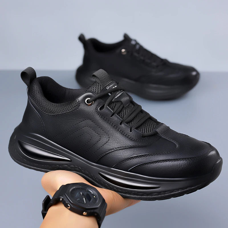 Fashion Men's Autumn Casual Leather Shoes Classic Business Formal Sneakers Comfy Thick Bottom Office Outdoor Daily Walking Shoes