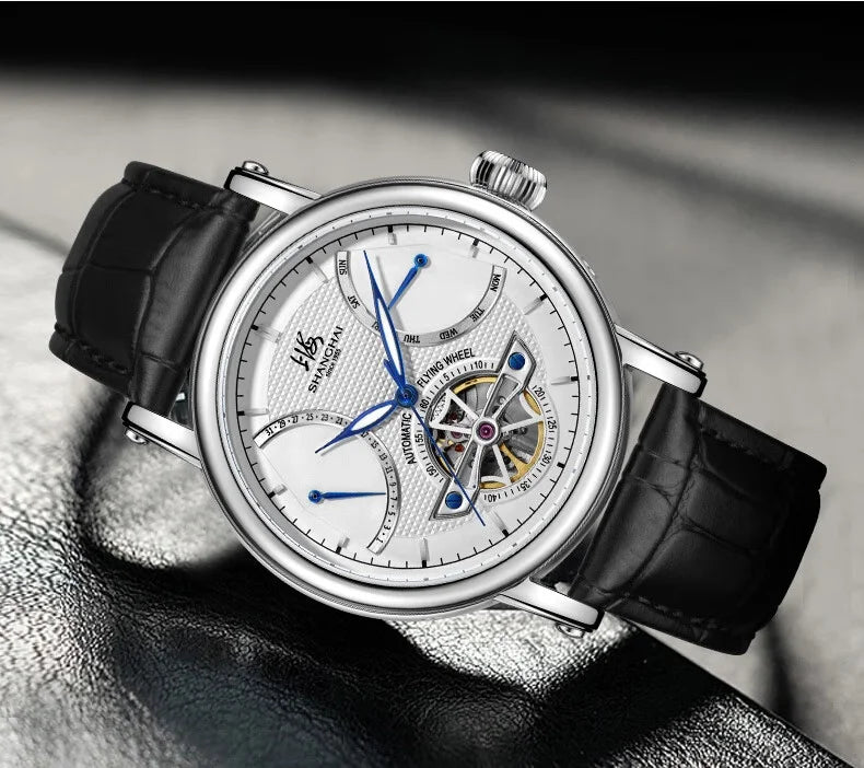 Shanghai Watch Men's Automatic Mechanical Watches 42mm Luminous Watch Sapphire Calendar Watch 5Bar Waterproof Wristwatch S8924