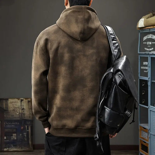 Autumn Winter Thickened Wasteland Wind Hooded Sweater Men's Heavy Steel Seal Loose Turtleneck Top Dirty Retro Jacket Sweatshirts