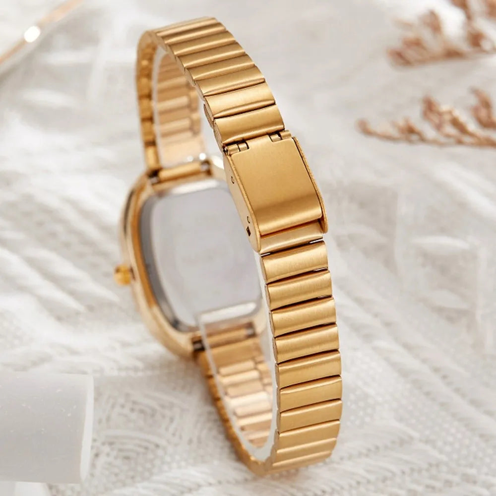 Gifts Oval Dial Quartz Watch Simple Fold-down Clasp Watch Women Watch Fashion Wristwatch