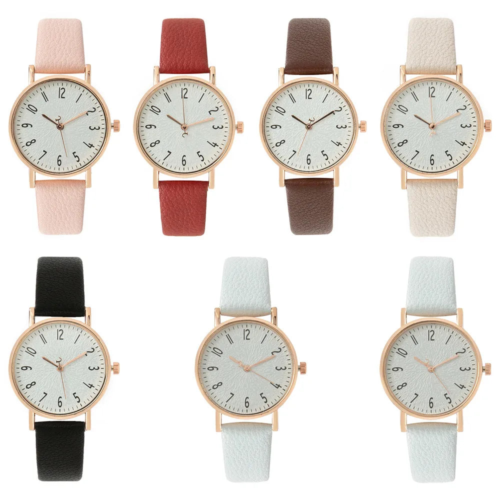 Fashion Ladies Digital Simple Brand Quartz Watch Hot 2023 New Casual Pink Leather Strap Women's Clock Dress Watches