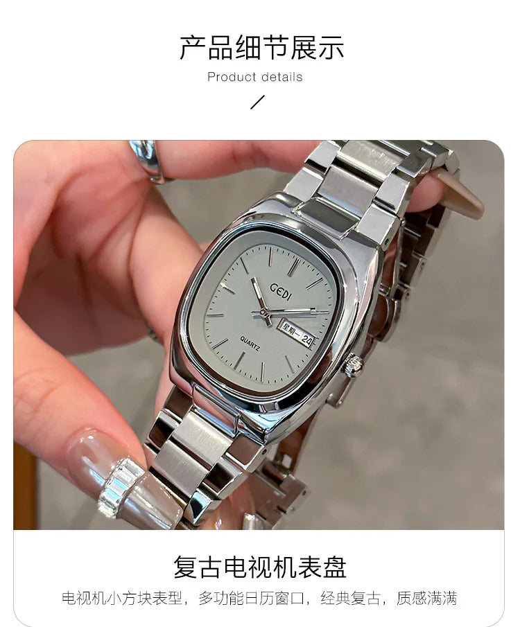High Quality Women's Watch Minimalist Small Square Plate Bracelet Women's Watch Brown Quartz Waterproof Clock for Wife's Gift
