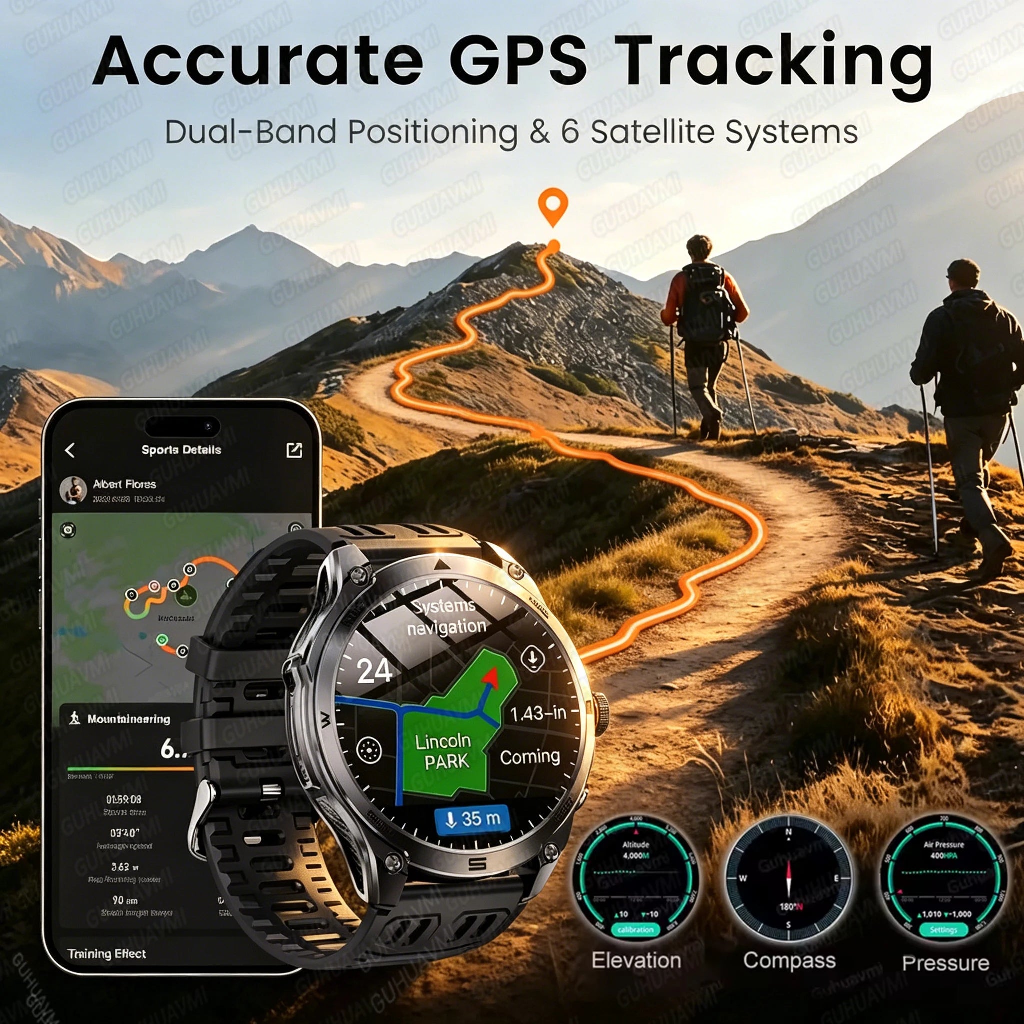 2026New Military Grade 1000mAh Battery GPS Smart Watch 10ATM Waterproof Compass Altimeter Call AMOLED Men Swim Sports Smartwatch