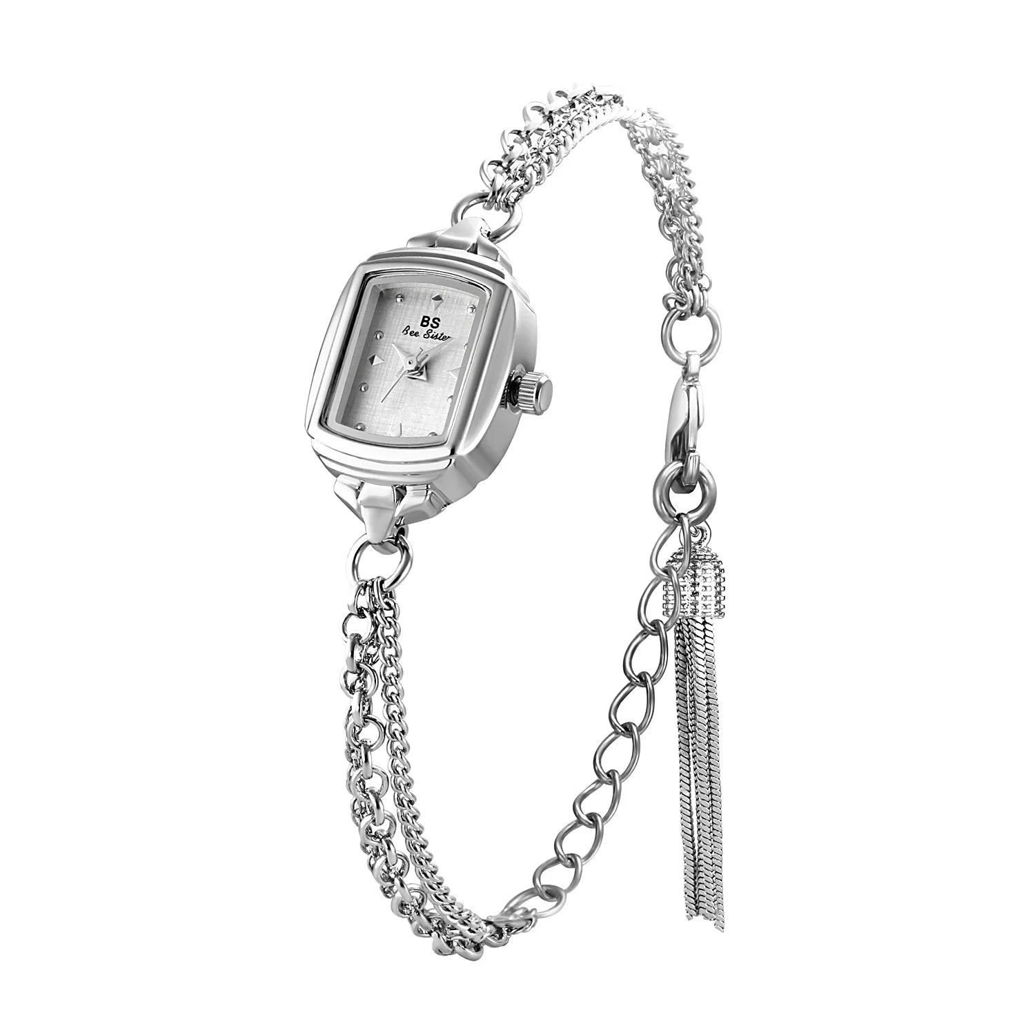 Elegant Ladies' Watch Bracelet Small Silver Wristwatch Simple Retro Square High-End Women's Watch Brand