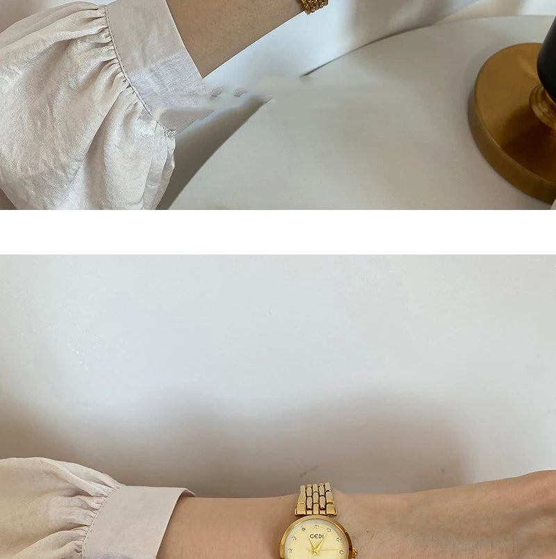 GEDI Ladies Watch New Vintage Exquisite Fashion Quartz Watches Woman Temperament Round Retro Watch Gifts Luxury