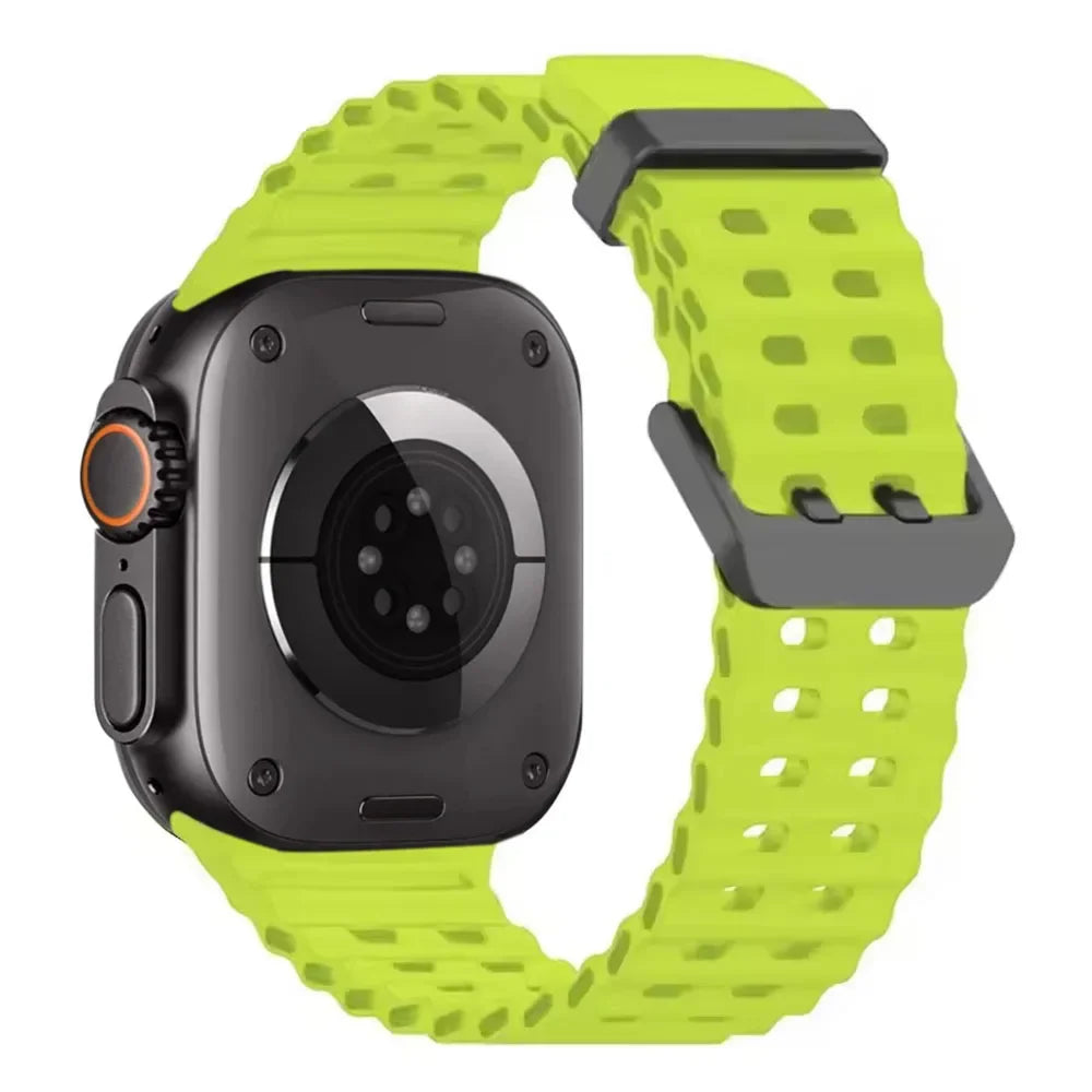 Ocean Silicone+Metal Buckle Strap for Apple Watch Band Ultra 49mm Series 11 10 46mm Band iWatch 9 8 7 45mm 6 5 4 SE 44mm Correa