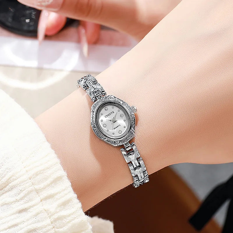 Women Luxury Watch Fashion Gold Watches Female Oval Dial Bracelet Watches Simple Wristwatches Wholesale Relojes Para Mujer