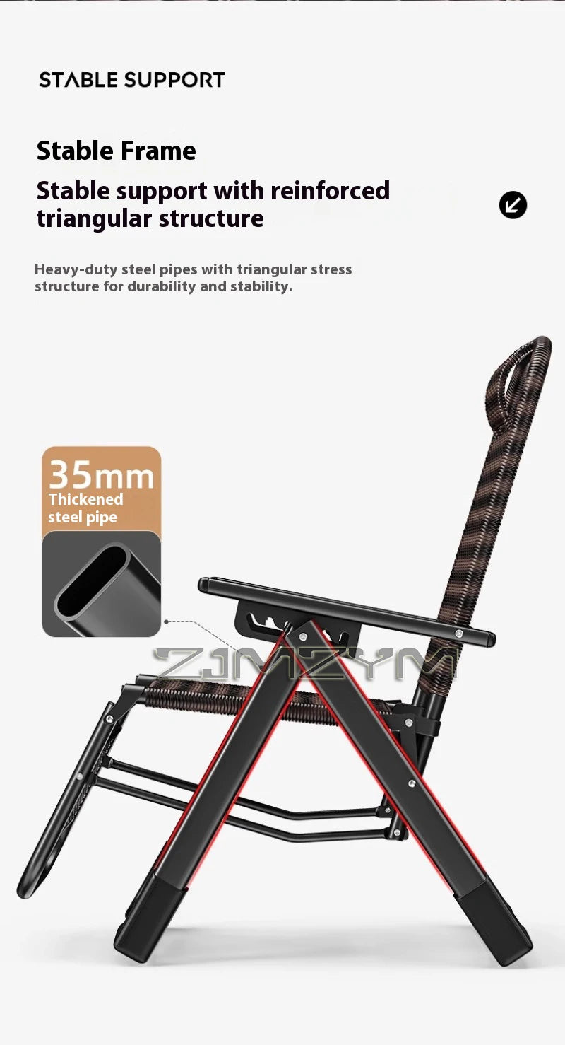 Folding Adjustable Backrest Recliner Comfortable Armchair Patio Nap Balcony Home Leisure Rattan Seating Lounge Chair