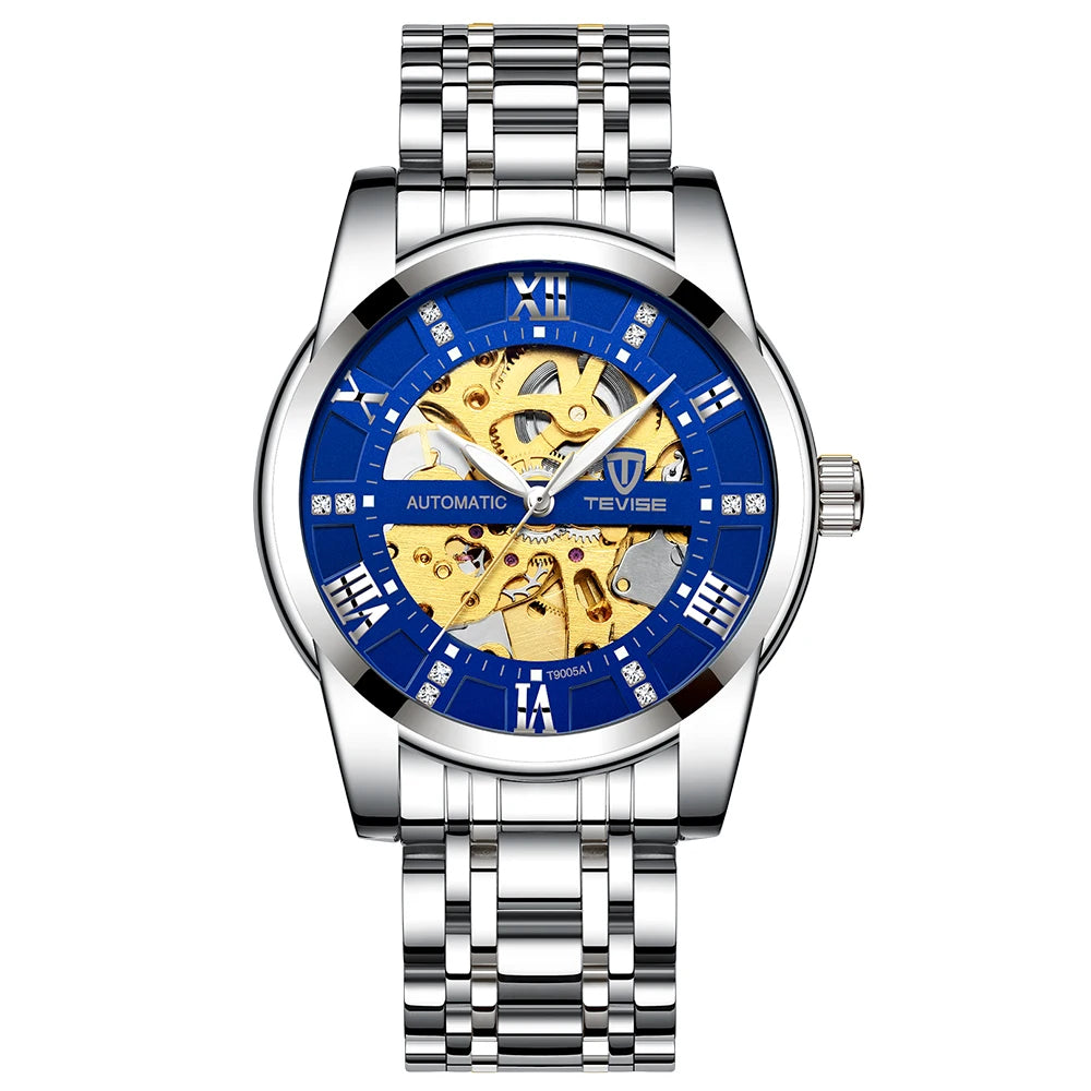 TEVISE  Men Automatic Mechanical Wrist Watch Luxury Brand Stainless Steel Mens Watch Fashion Skeleton Watches