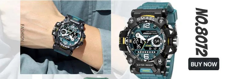 Quartz Watch For Men SMAEL Wristwatches Watcholorful Red Bracelet 50M Waterproof Alarm Clock Analog Digitals 8060 Sport Watches