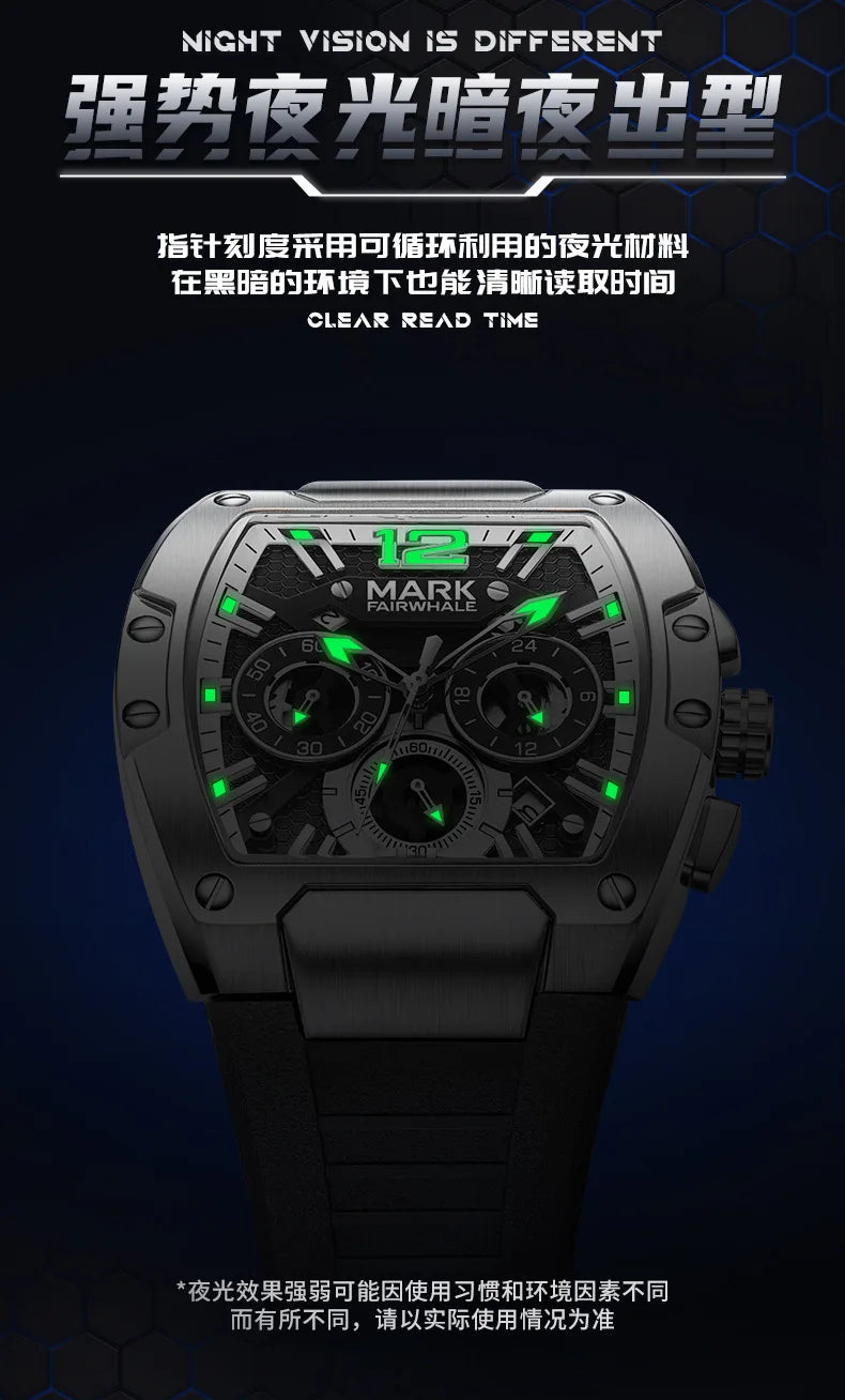 2026 Sports Man's Watches Brand Mark Fairwhale Luxury Automatic Date Clocks Fashion Multifunctional Quartz Wristwatch Boy Reloj