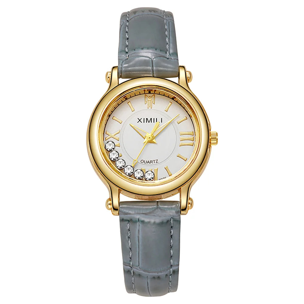 Ladies Fashion 2025 New Simple Roller Ball Small Quartz Watch Business Black Leather Women's Dress Clock Wristwatch