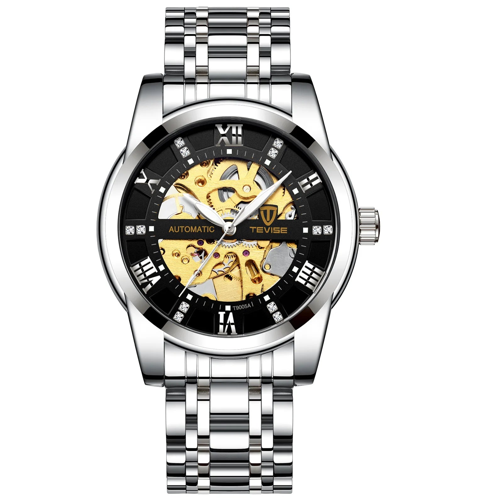 TEVISE  Men Automatic Mechanical Wrist Watch Luxury Brand Stainless Steel Mens Watch Fashion Skeleton Watches