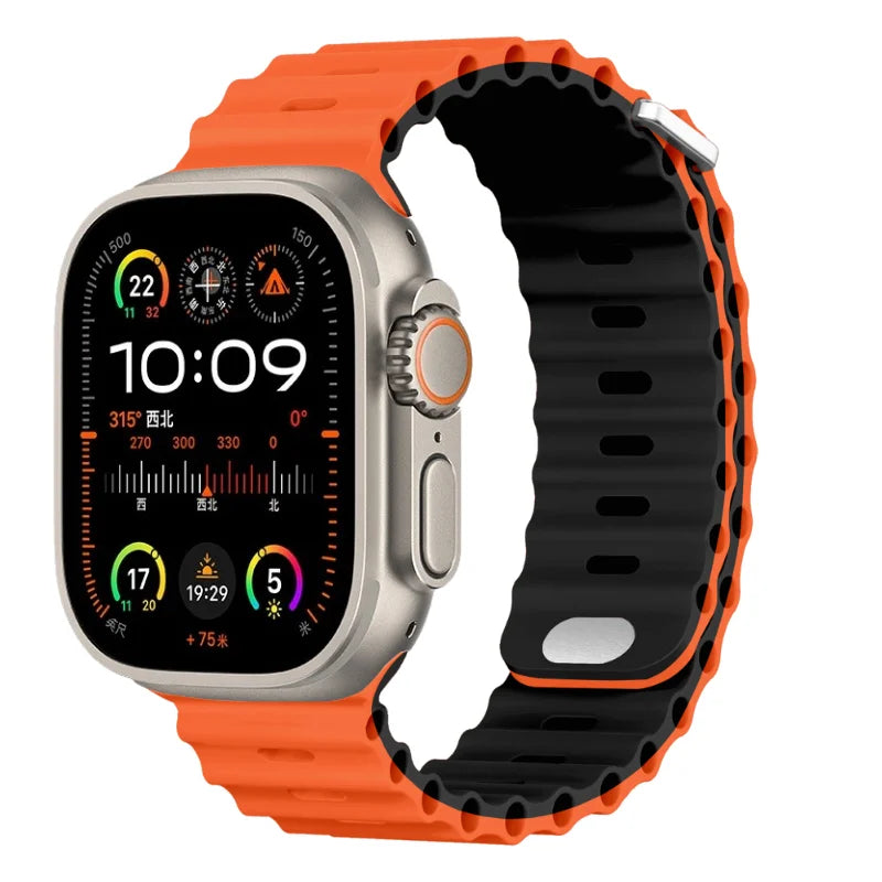 Ocean strap For Apple Watch Ultra 3 2 1 Band 49mm 11 10 9 8 7 46mm 45mm 41mm Silicone Wristband iWatch 6 5 4 SE3 44mm 40mm 42mm