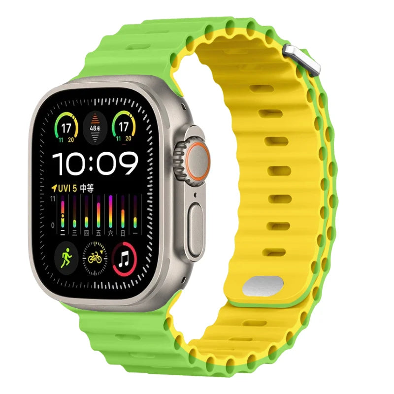 Ocean strap For Apple Watch Ultra 3 2 1 Band 49mm 11 10 9 8 7 46mm 45mm 41mm Silicone Wristband iWatch 6 5 4 SE3 44mm 40mm 42mm