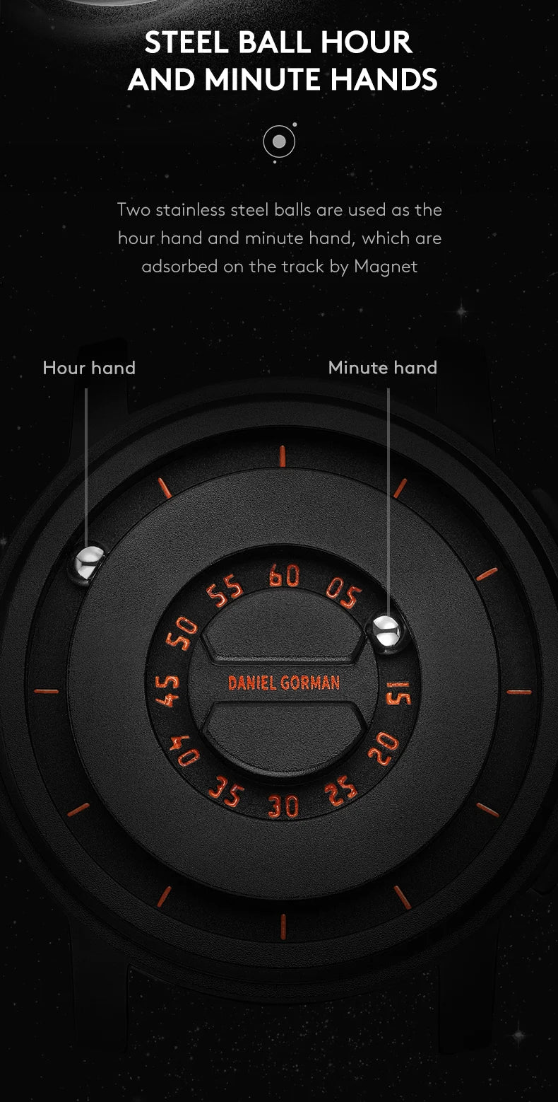 DANIEL GORMAN Fashion Silicone Watch For Men Outdoor Sports Waterproof Scrolling Pointer Magnetic Force Men's Quartz Wristwatch