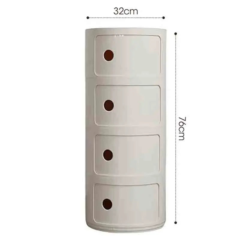 Plastic Round Bedside Nightstand with Drawers Practical Storage Box Cabinet Nightstand Chic Decor for Bedroom Living Room