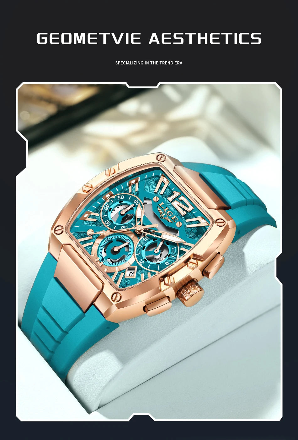 LIGE Original Brand Fashion Mens Watches Sport Military Chronograph Calendar Silicone Strap Quartz Wristwatch Relogio Masculino