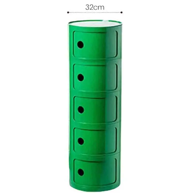 Plastic Round Bedside Nightstand with Drawers Practical Storage Box Cabinet Nightstand Chic Decor for Bedroom Living Room