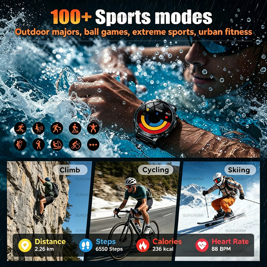 2026 New Smart Watch Bluetooth Call 1400mAh Large Battery Sport Heart Rate 1.7" Military Outdoor Men Smartwatch For Android IOS