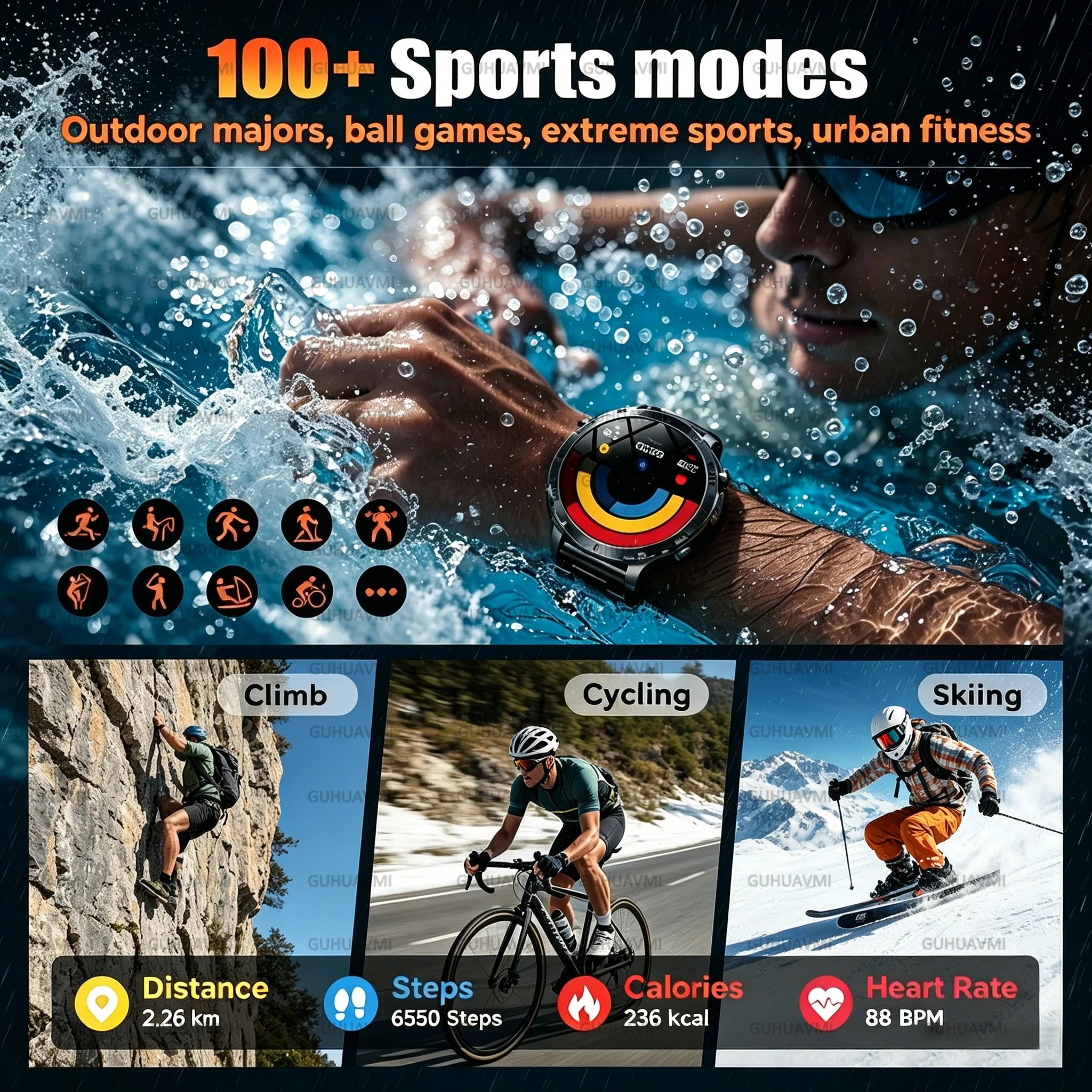 2026 New Smart Watch Bluetooth Call 1400mAh Large Battery Sport Heart Rate 1.7" Military Outdoor Men Smartwatch For Android IOS