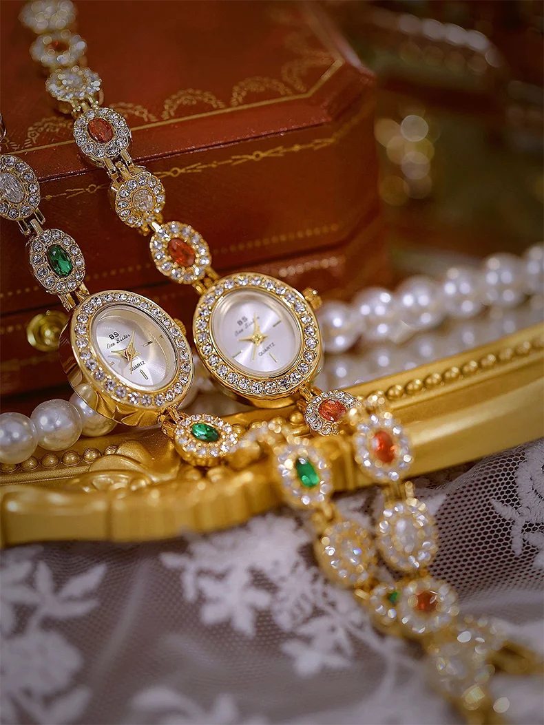 Colorful Diamond Luxury Women's Watch Elegant Bracelet Wristwatch Waterproof Quartz Hand Clock Gifts For Girlfriend