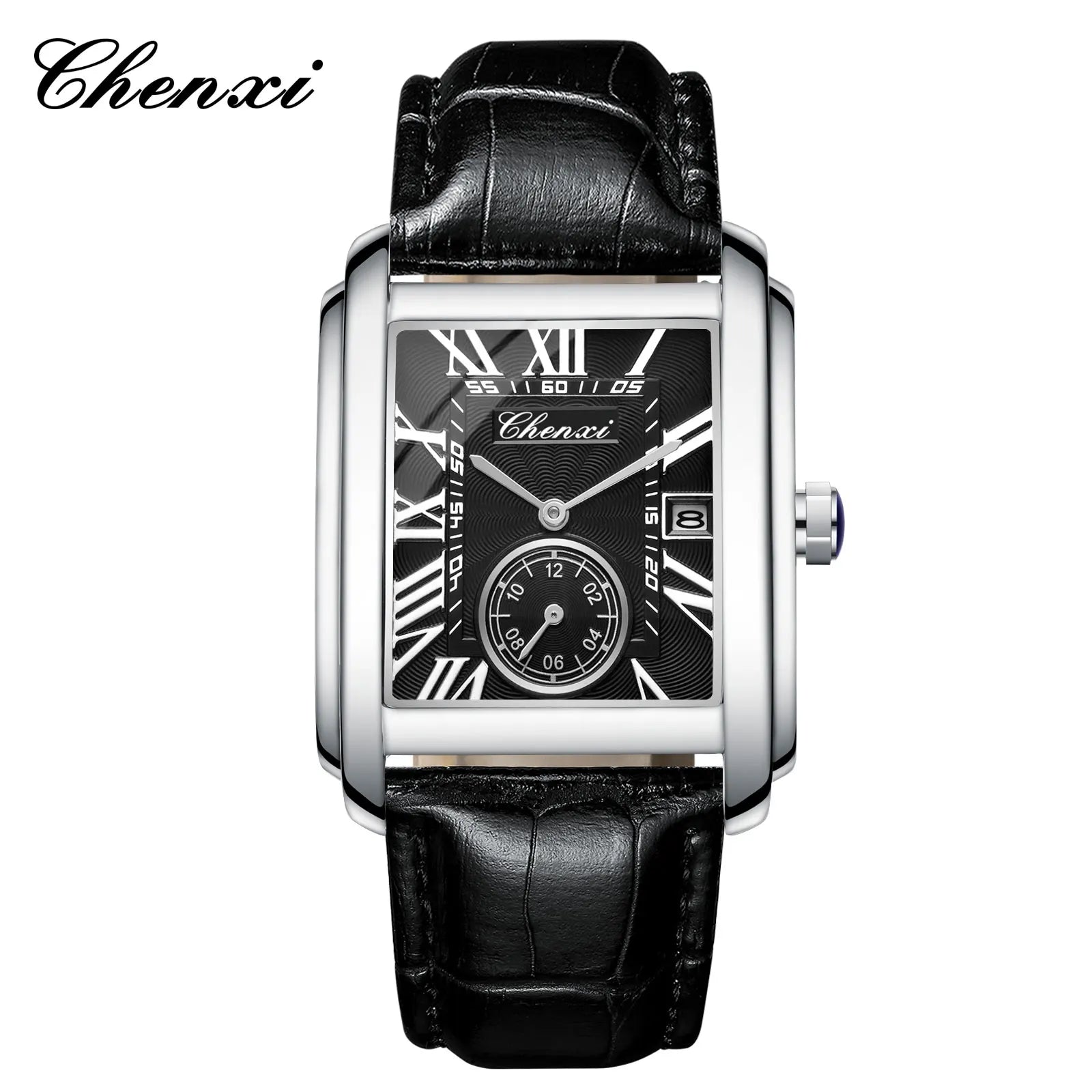 2025 New Business Men's Watch Fashion Square Roman Numeral Dial Waterproof Brown Leather Male Casual Fashion Date Quartz Watches