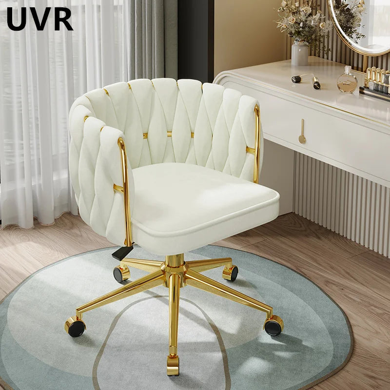 UVRLiving Room Chair Home Bedroom Girls Dresser Makeup Chair Computer Office Chair  Light Luxury Lift Swivel Backrest Chair