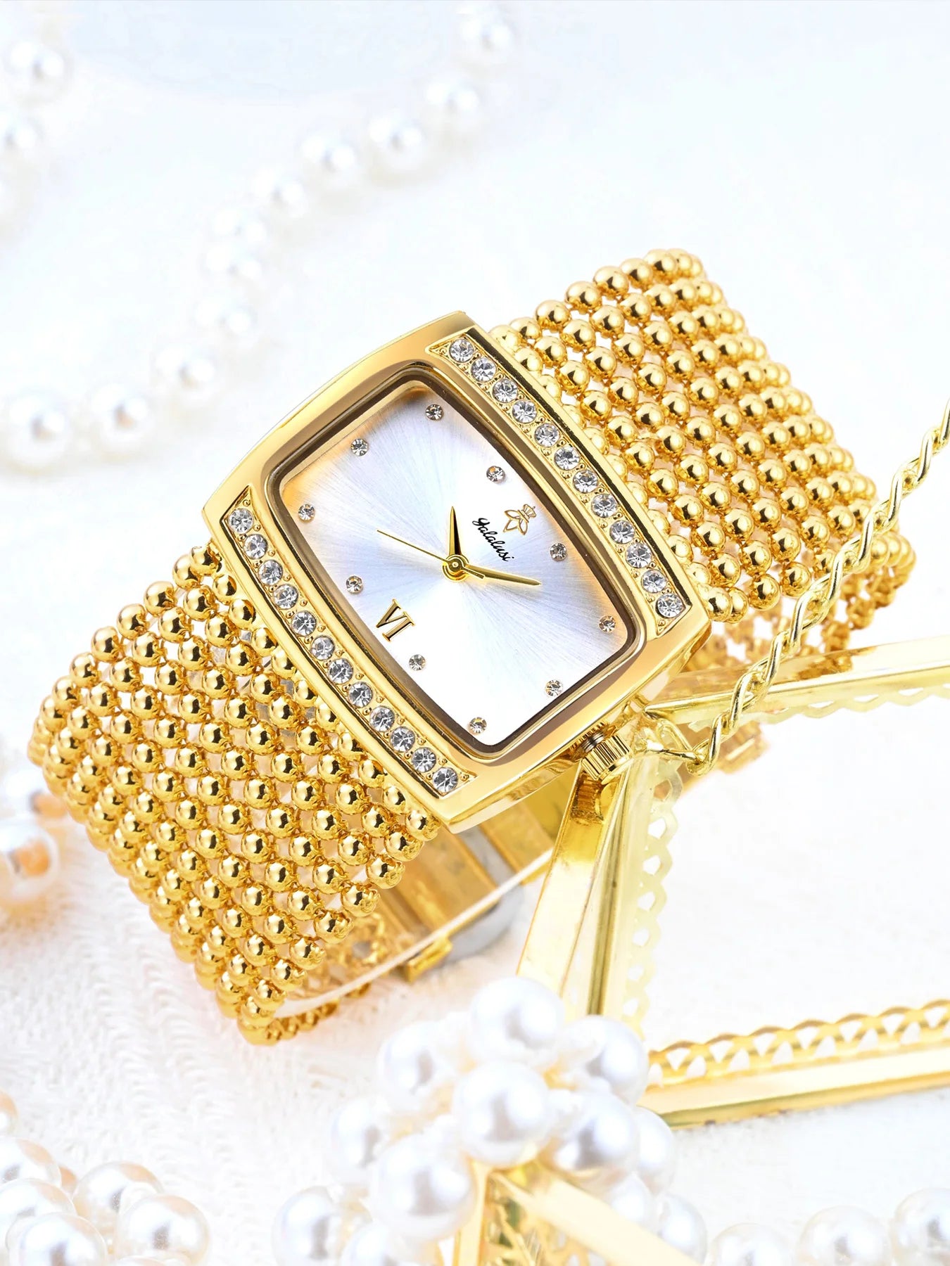 YaLaLuWomen's Watch Brand: Light Luxury Elegant Diamond-Set Square Watch with Water-Resistant Quartz Movement reloj mujer LX1073