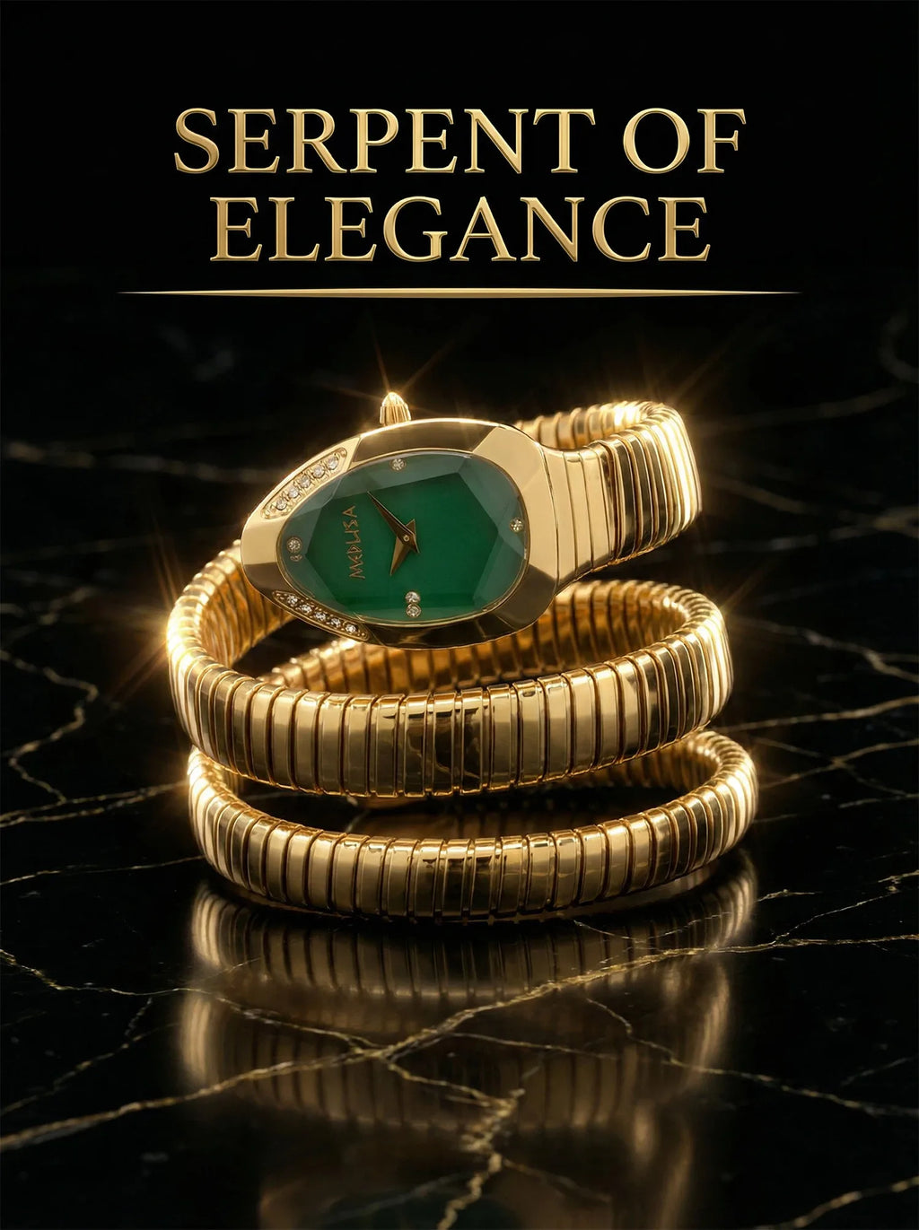2026 High Quality Gold Diamond Set Snake Shaped Dress Watch Bangle Style Fashionable Unique Brand Same Style Women's Wristwatch