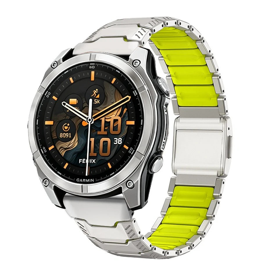 Titanium Silicone Magnetic Band for Garmin Watch Fenix 8 7X Pro 6X Enduro 3 Strap For Garmin Tactix 7Pro Instinct 2X 26mm Bands
