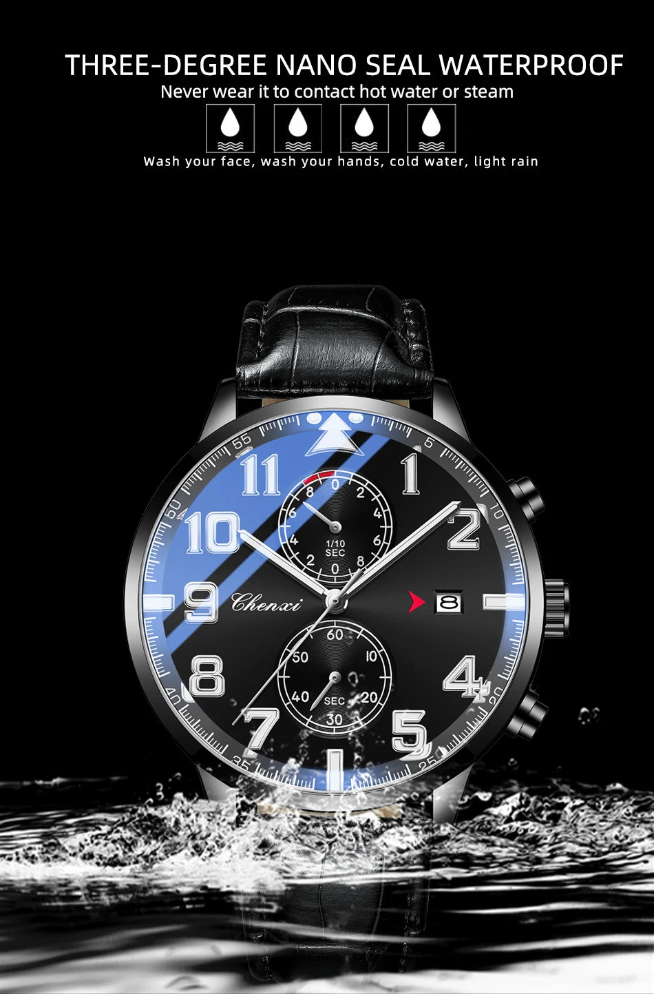 Fashion Luxury Business Men's Wristwatch Round Dial Luminous Waterproof Calendar Chronograph Man Watch