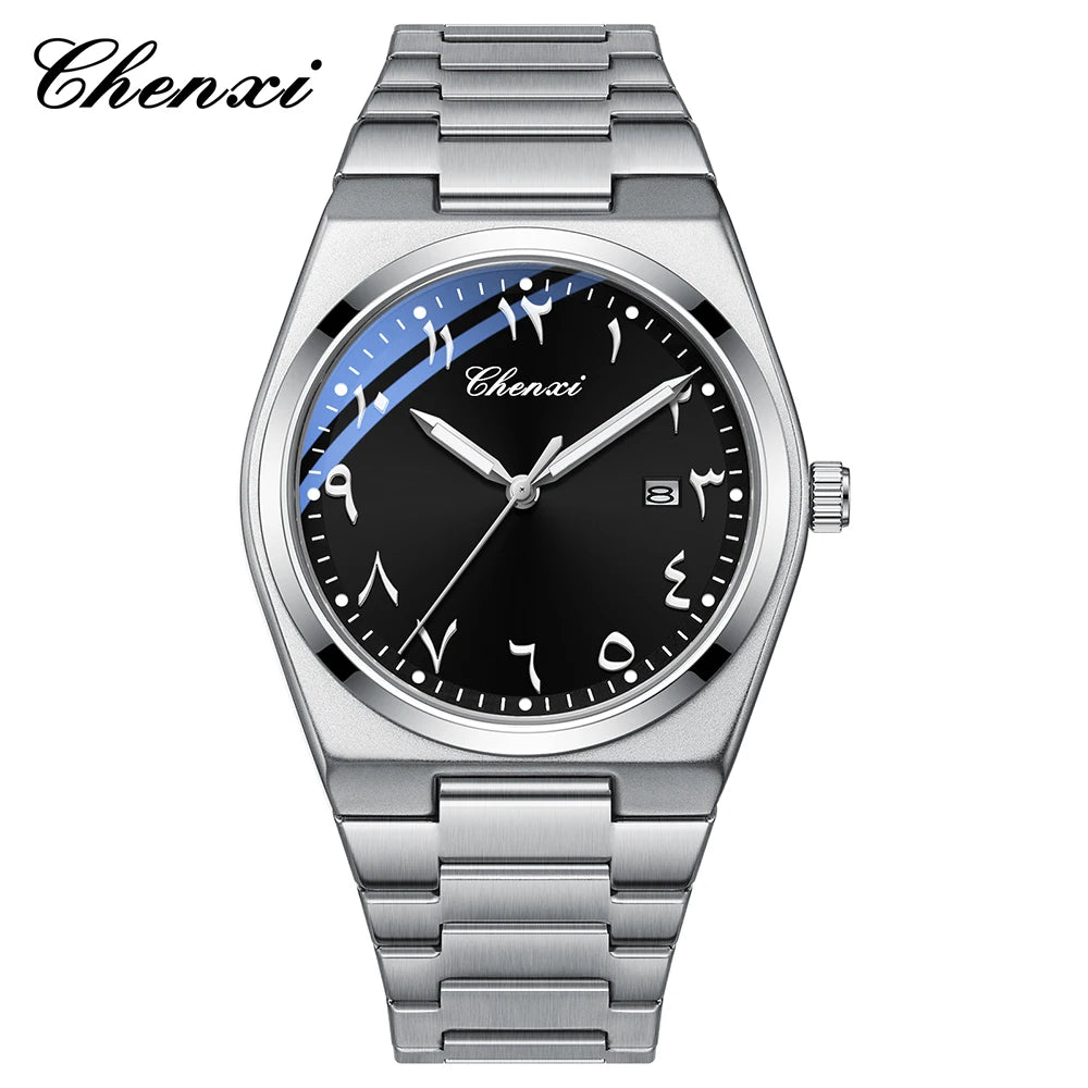 CHENXI Eastern Arabic Numerals Men's Wristwatch Business Casual Luminous Watches for Men Calendar Waterproof Quartz Man Watch