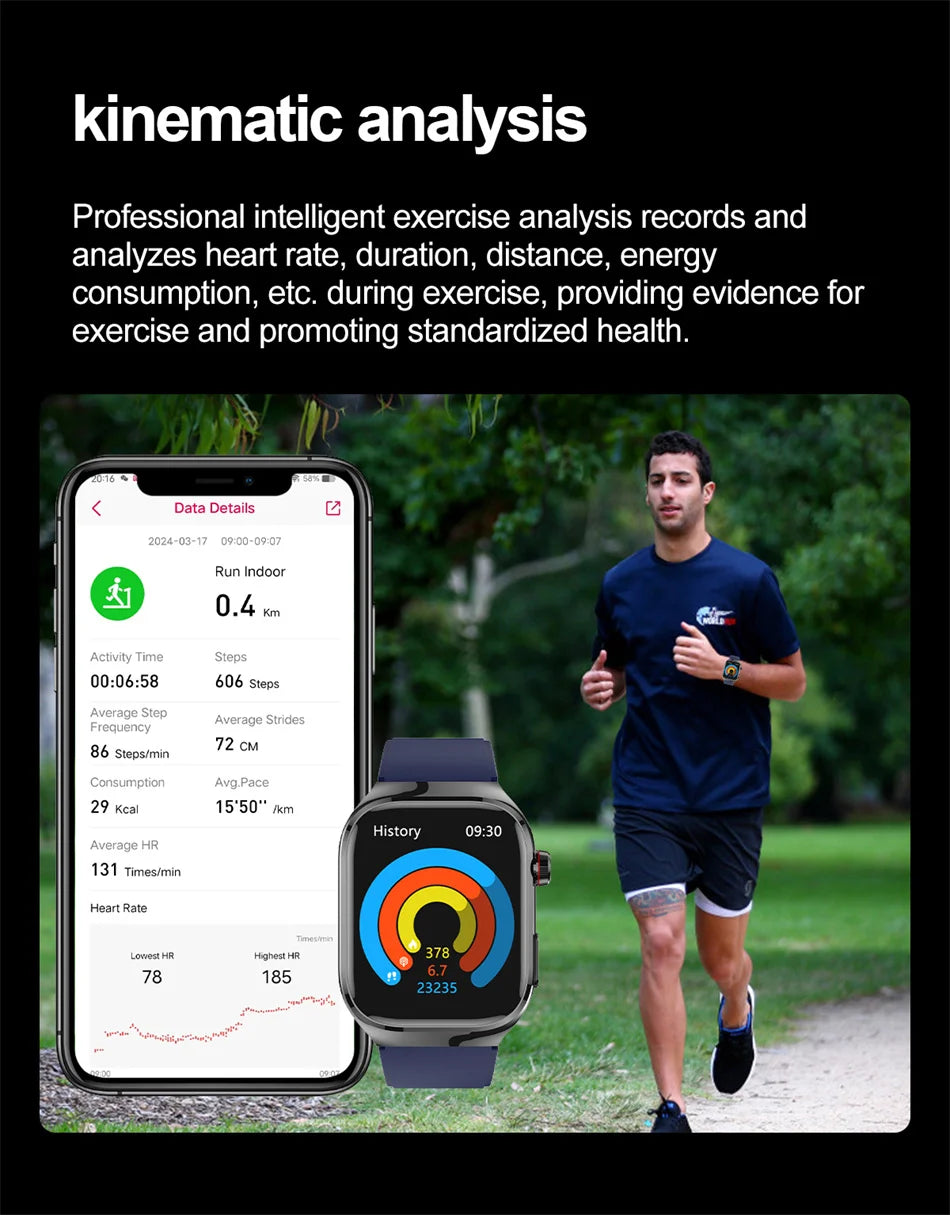 SmartWatch Voice Call Push reminder Physical examination Health Watch Blood Pressure UricAcid Blood Oxygen ECG Sport Smart watch