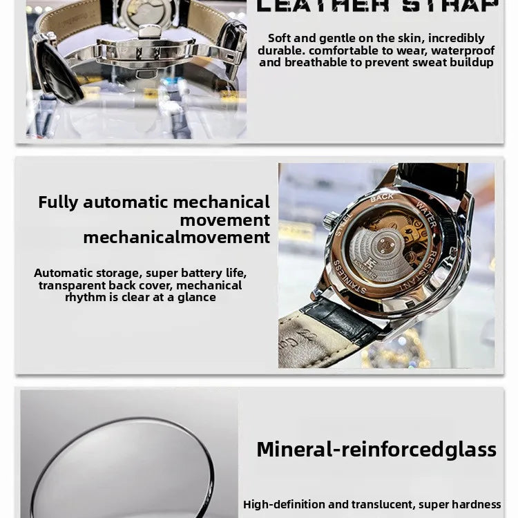 Stainless Steel New Starry Sky Series Luminous Waterproof Self-Wind Automatic Mechanical Watch for Men